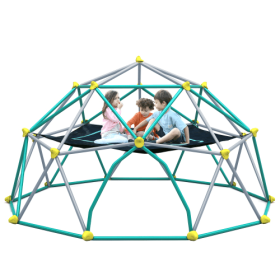 13-foot Geometric Dome Climber Play Center, Children's Climbing Dome Tower With Hammocks, Rust-resistant And UV-resistant Steel Support 1000 Pounds