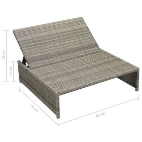 vidaXL Patio Lounge Set 15 Pieces Poly Rattan Gray