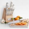 Cuisinart Classic Forged Triple Rivet 15-Piece Cutlery Set with Block, White and Stainless