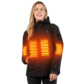 Heated Jacket For Women, ANTARCTICA GEAR Winter Coat With 12V 16000mAh Battery Pack, Soft Shell Heating Hood Jacket (Option: Black-L)